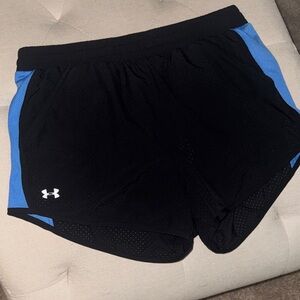 Under Armour Women's Black Shorts with Blue Panels